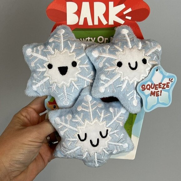 BARK Gnawty or Nice Winter Snowflakes Trio Christmas Dog Toy New Barkbox - Picture 10 of 10